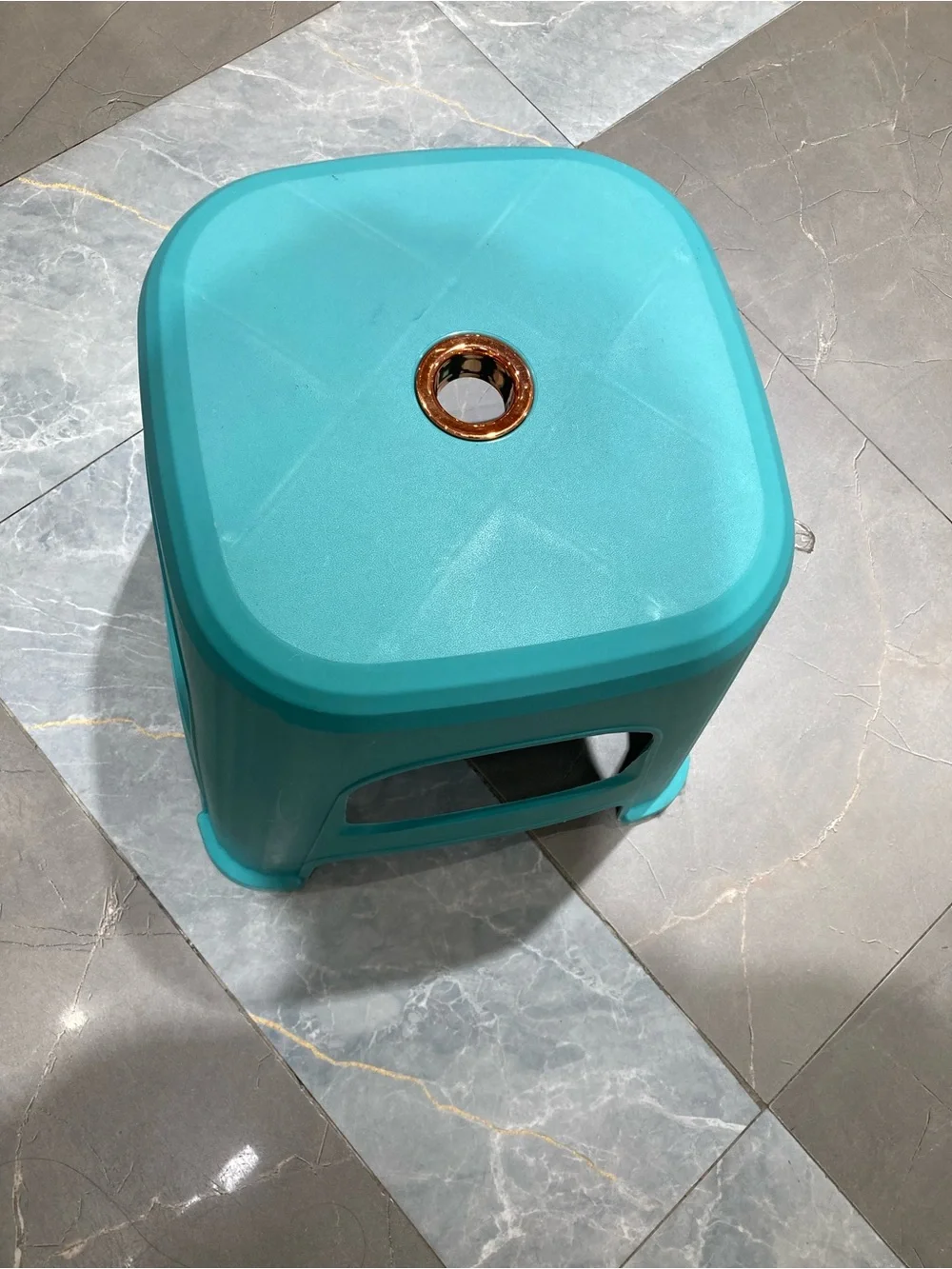 Aqua Plastic Step Stool with Built-In Handle